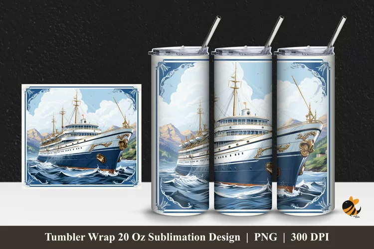 Travel Ship Tumbler Wrap Sublimation Design 1