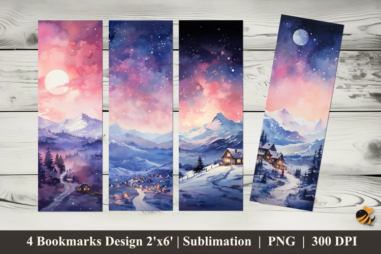 Glowing Warmly Bookmarks Sublimation Design