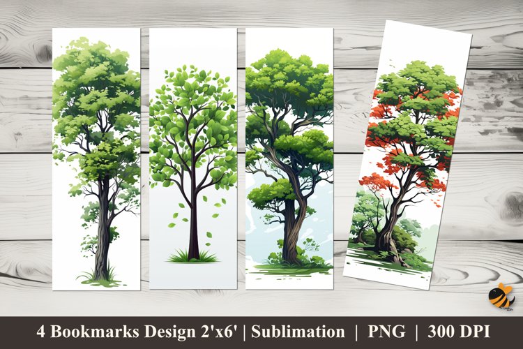 Tree Panorama Bookmarks Sublimation Design example image 1