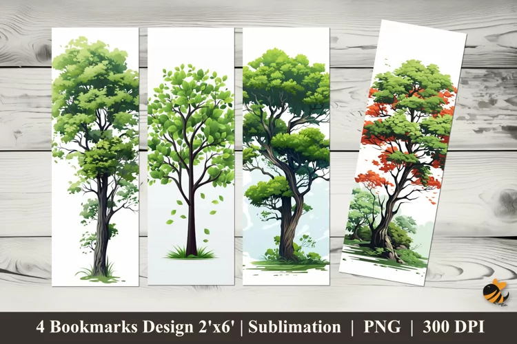Tree Panorama Bookmarks Sublimation Design