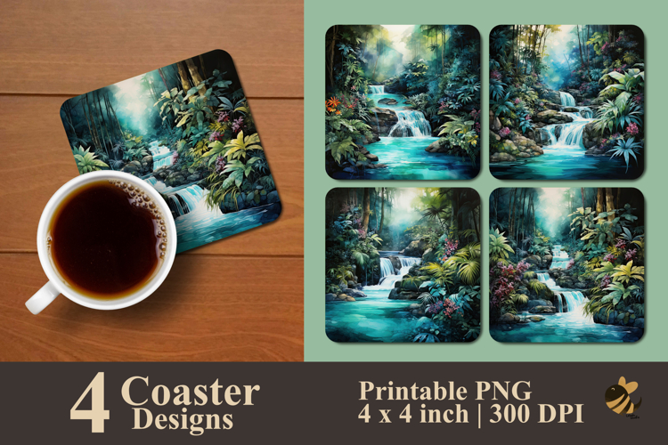 Hidden Waterfall Coaster Sublimation Design