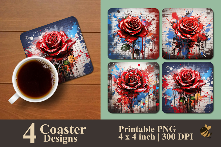 Graffiti Northern Rose Coaster Sublimation Design