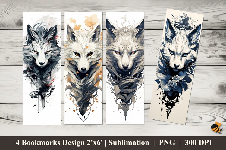3D Wolf Tattoos Bookmarks Sublimation Design