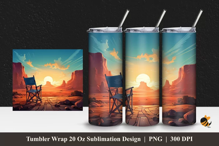 Enjoy Sunset Tumbler Wrap Sublimation Design 1