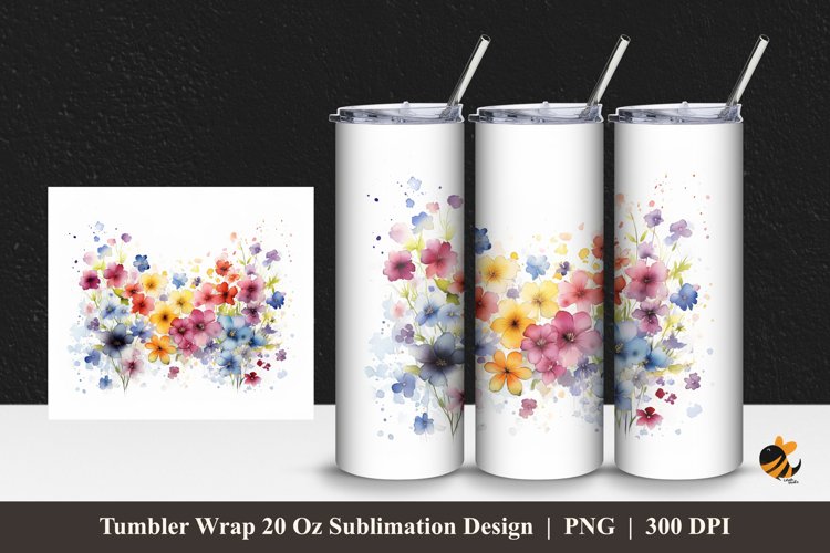 Floral Style Tumbler Wrap Sublimation Design 1 example image 1