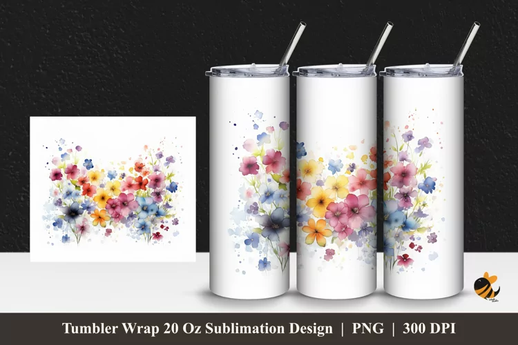 Floral Style Tumbler Wrap Sublimation Design 1