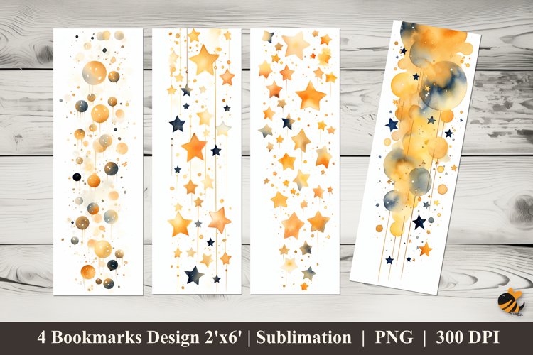 Starry Abstract Bookmarks Sublimation Design example image 1