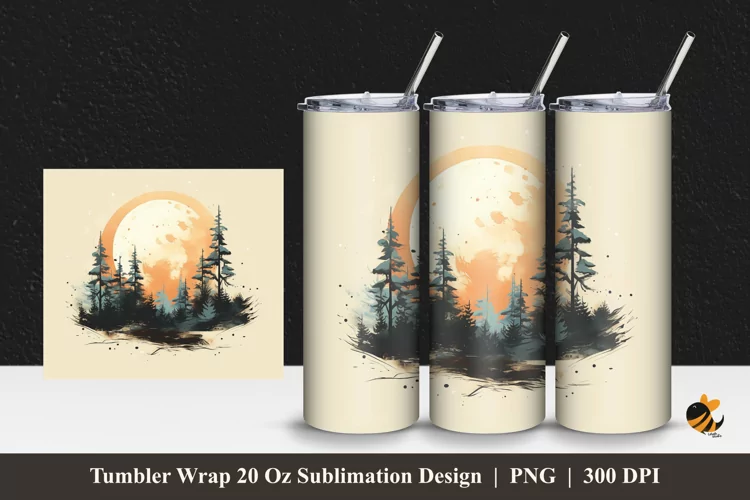 Lunar Circle Tumbler Wrap Sublimation Design 1
