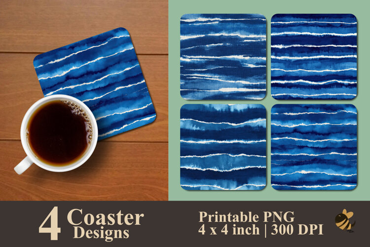 Striped Ink Liquid Coaster Sublimation Design example image 1