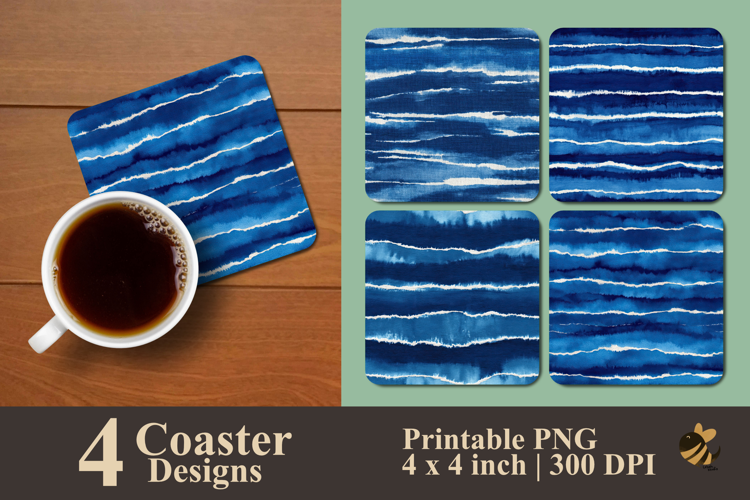 Striped Ink Liquid Coaster Sublimation Design