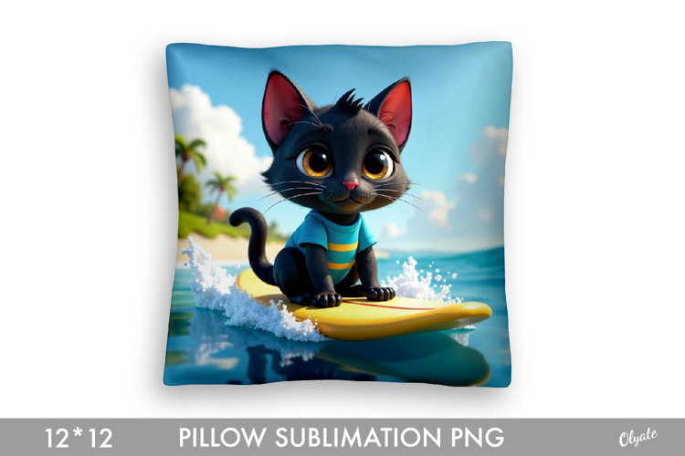 Summer Pillow Case. Surf Board Animal PNG