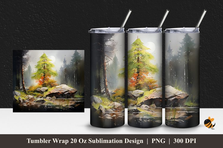 Green Natural Tumbler Wrap Sublimation Design 1
