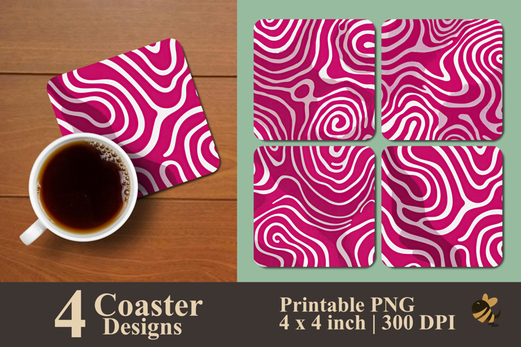 Groovy Pink Waves Coaster Sublimation Design