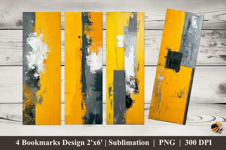 Yellow And Gray Abstract Bookmark Sublimation Design example image 1