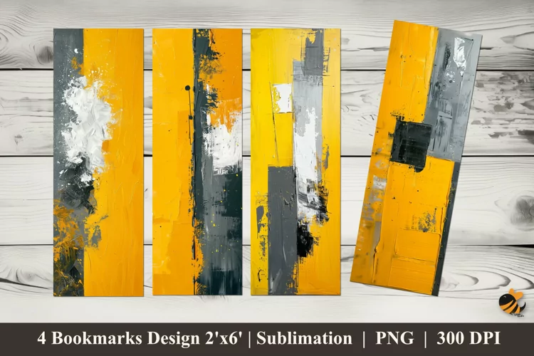 Yellow And Gray Abstract Bookmark Sublimation Design