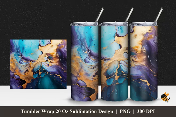 Turquoise Tumbler Wrap Sublimation Design 1