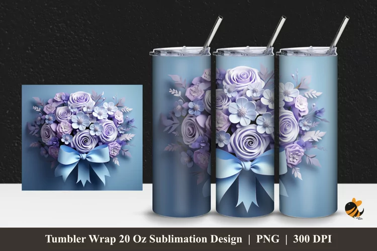Graceful Rose Tumbler Wrap Sublimation Design 1