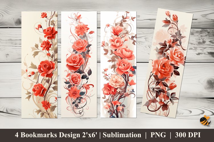 Aesthetic Rose Bookmarks Sublimation Design