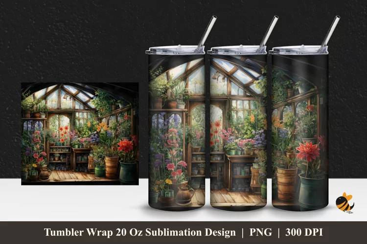 Inside Green House Tumbler Wrap Sublimation Design 1