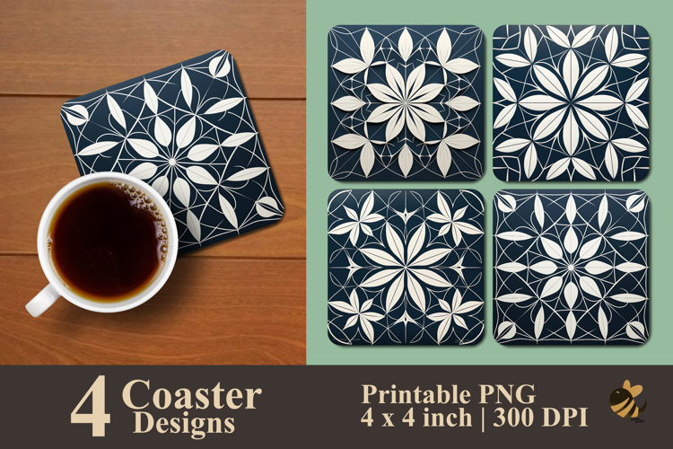 Asanoha Star Geometric Coaster Sublimation Design