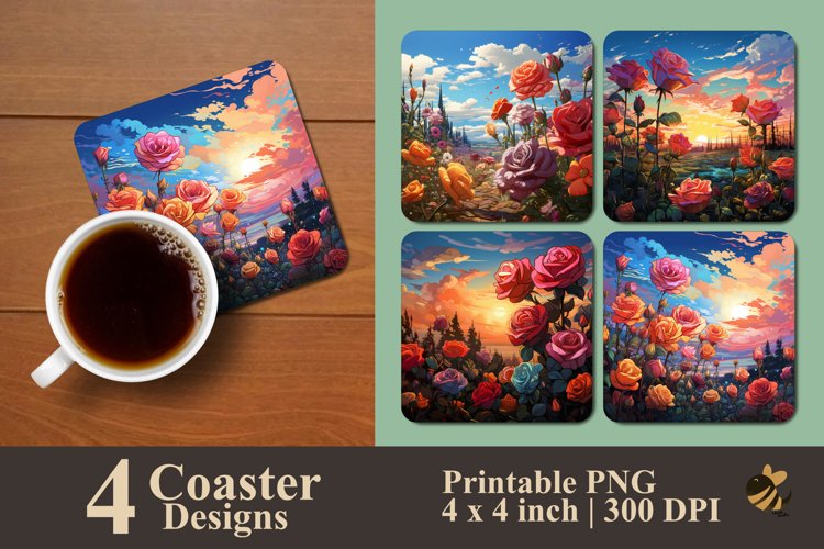 Rose Garden Coaster Sublimation Designs example image 1