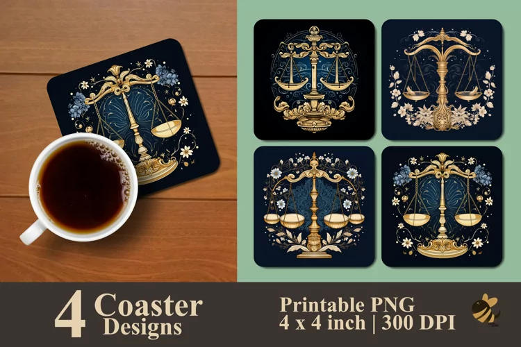 Handdrawn Balance Coaster Sublimation Designs