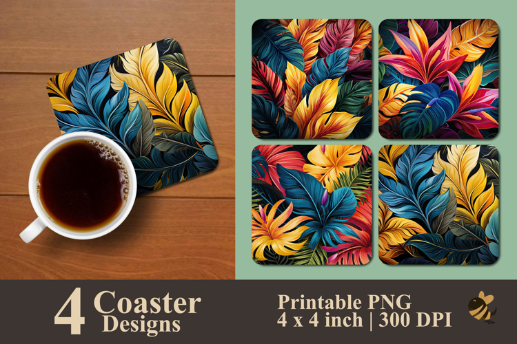 Abstract Leaf Coaster Sublimation Design