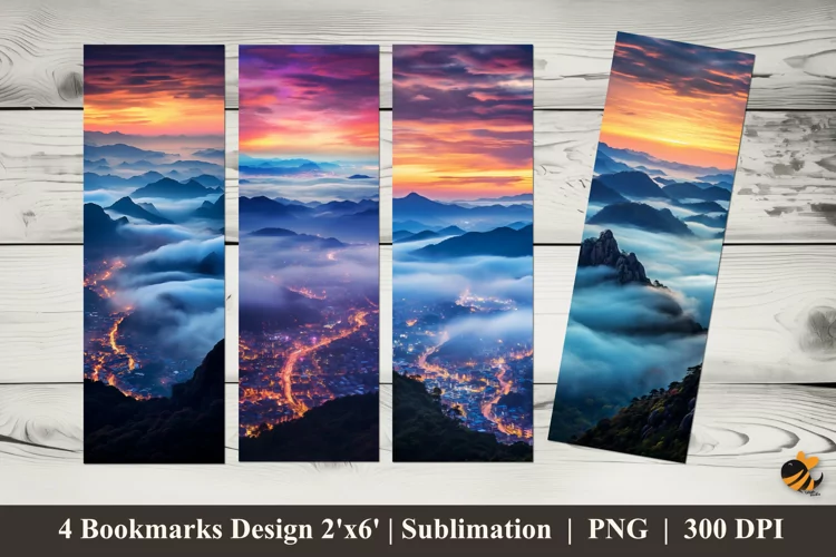 Far Mountain Bookmarks Sublimation Design