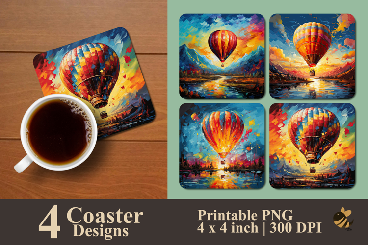 Air Balloon Coaster Sublimation Design