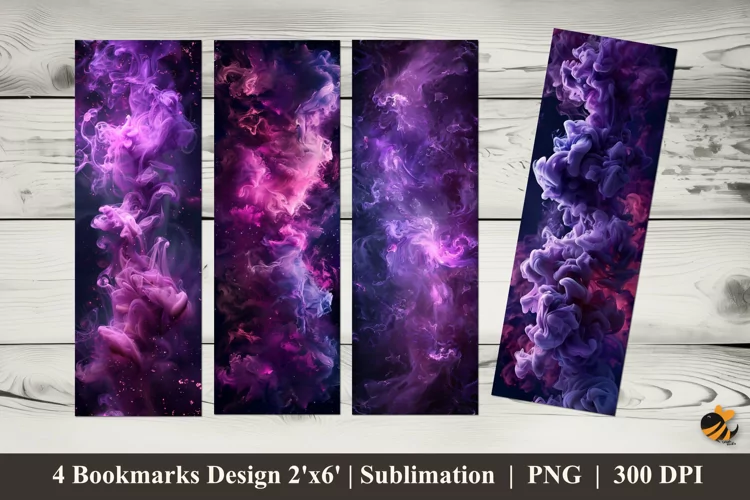 Purple Smoke Bookmarks Sublimation Design