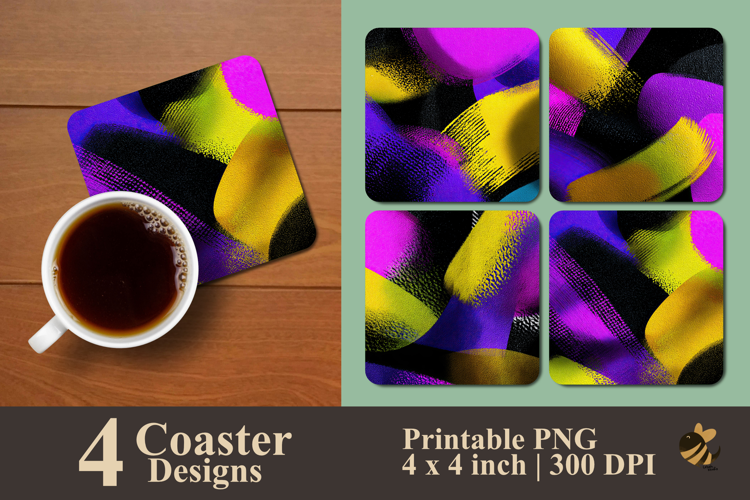 Neon Vibe Coaster Sublimation Design