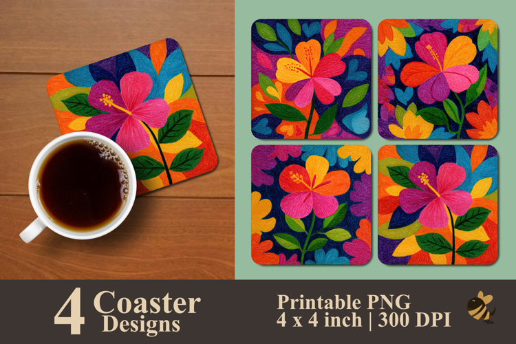 Tropical Bloom Symphony Coaster Sublimation Design