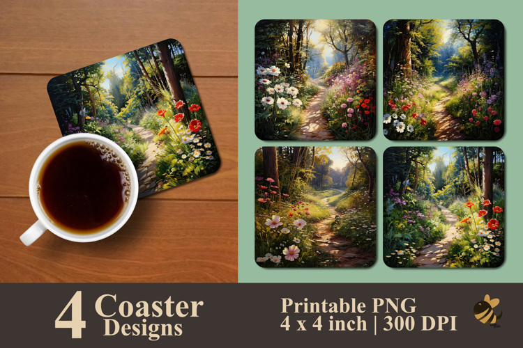 Hidden Garden Coaster Sublimation Design