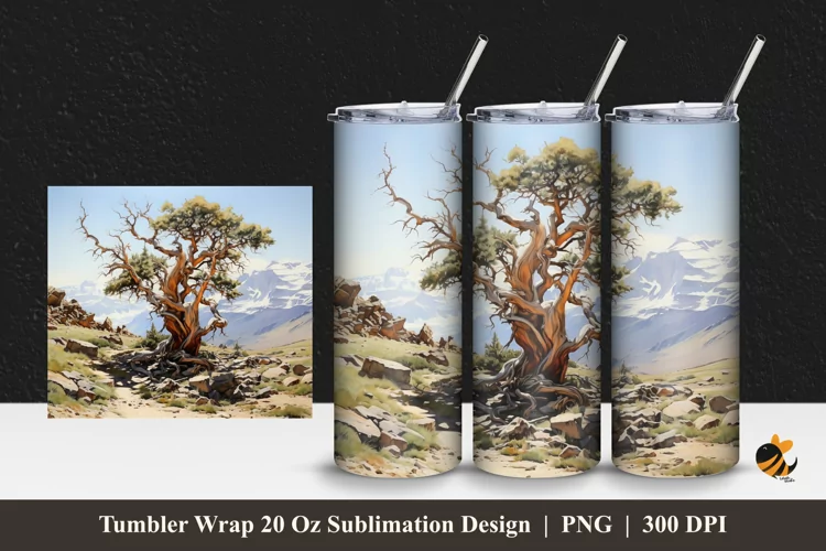 Cool Tree Tumbler Wrap Sublimation Design 1