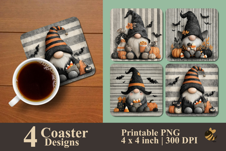 Halloween Gnome Delight Coaster Sublimation Design