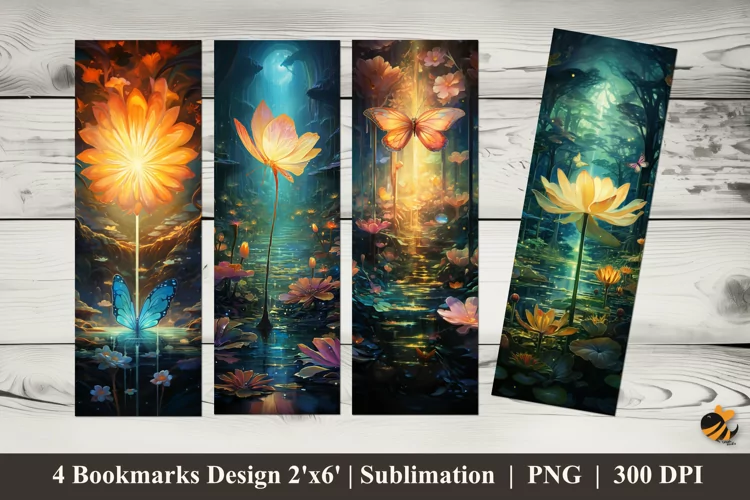 Lotus Butterfly Bookmarks Sublimation Design
