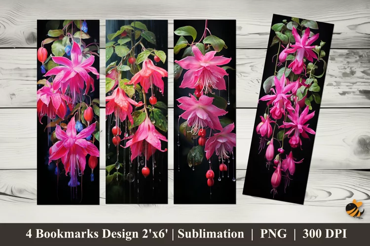 Fuchsia Flower Bookmarks Sublimation Design