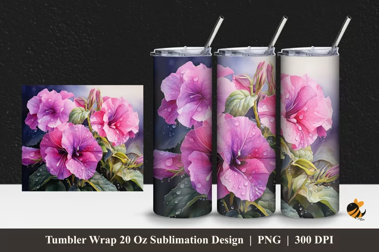 Glixonia Blooming Tumbler Wrap Sublimation Design 1