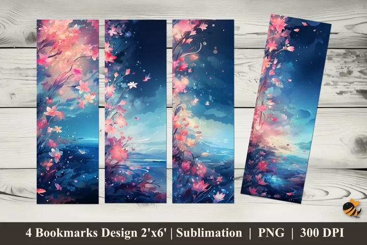 Graceful Flowers Bookmarks Sublimation Design
