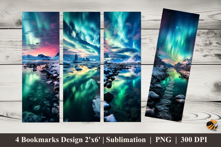 Epic Aurora Bookmark Sublimation Design example image 1