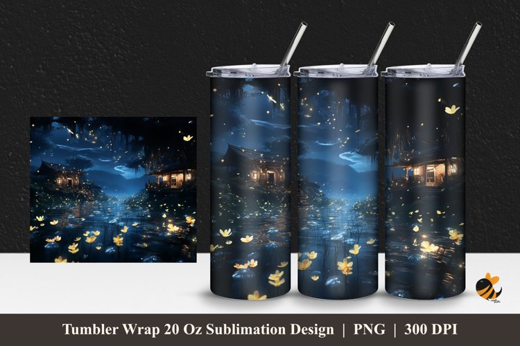 Beauty Night Tumbler Wrap Sublimation Design 1 example image 1