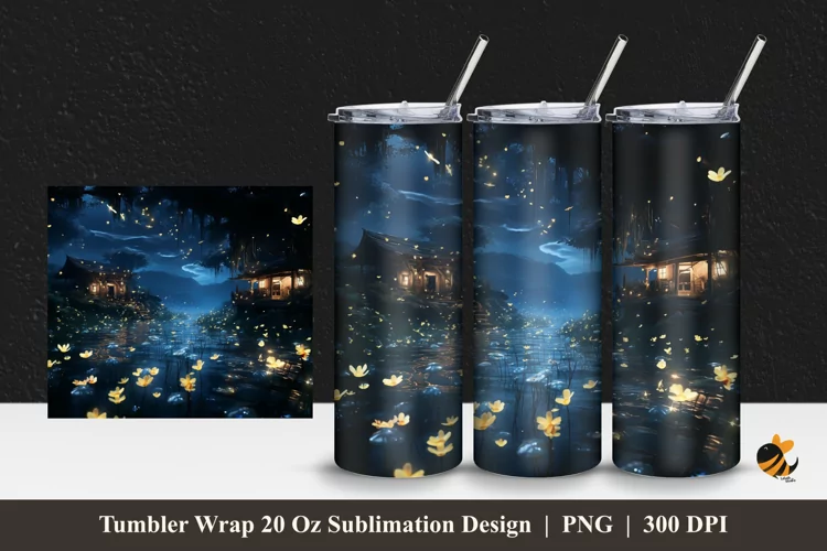 Beauty Night Tumbler Wrap Sublimation Design 1