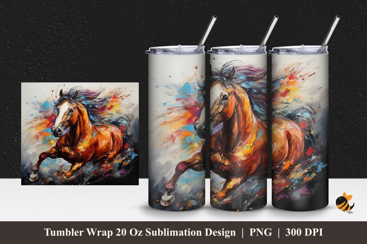 Horse Color Tumbler Wrap Sublimation Design 1