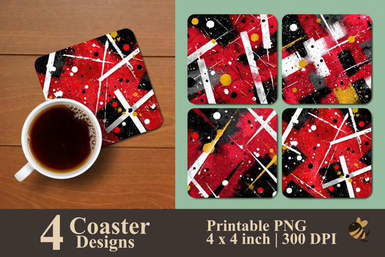 Red Symphony Coaster Sublimation Design