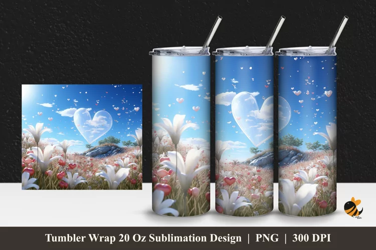 Garden of Love Tumbler Wrap Sublimation Design 1