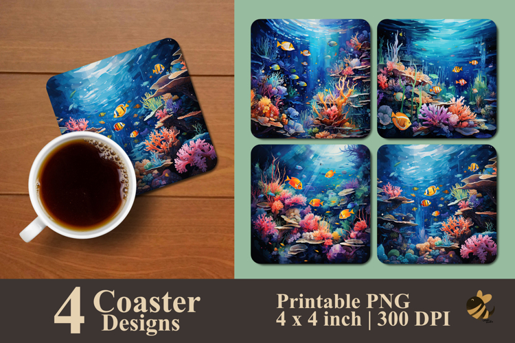 Underwater Panoramic Coaster Sublimation Design