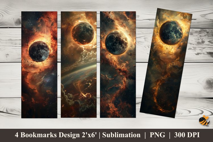 Solar Eclipse Bookmarks Sublimation Design example image 1