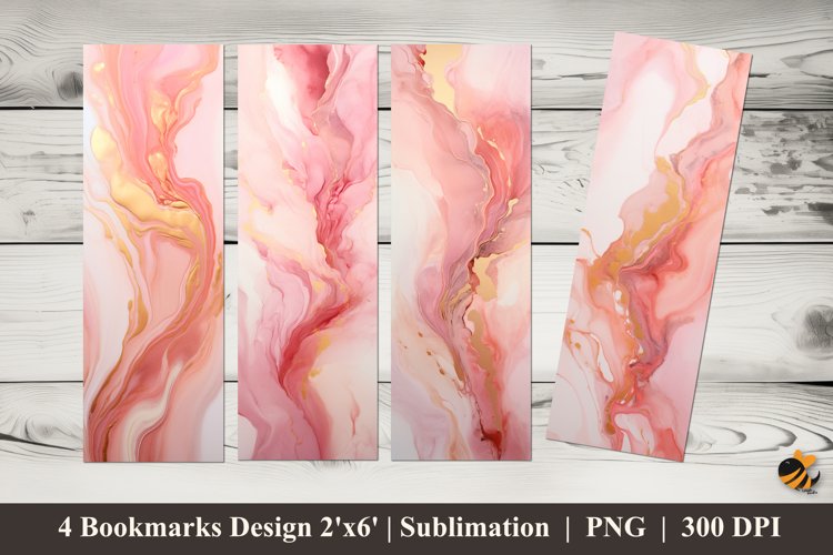 Pink Marble Bookmarks Sublimation Design