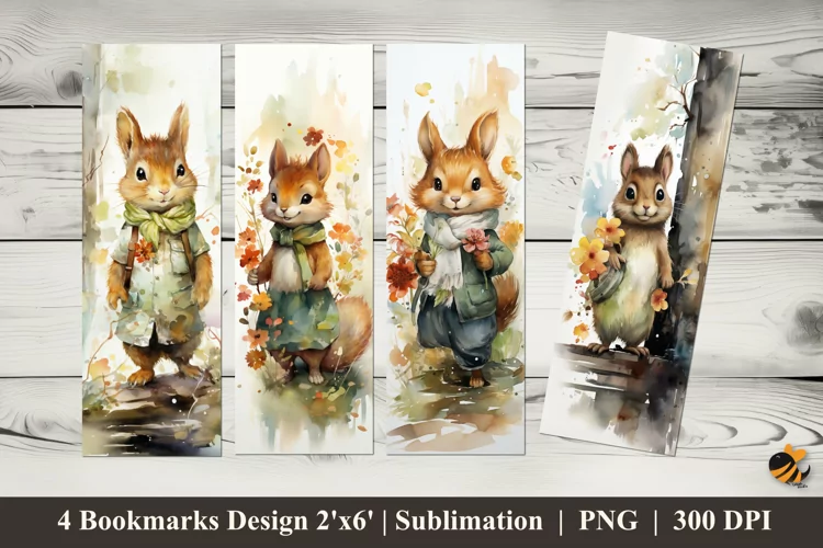 Cute Kind Squirrel Bookmarks Sublimation Design
