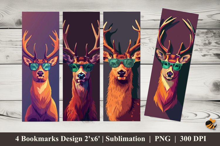 Deer Style Bookmarks Sublimation Design example image 1
